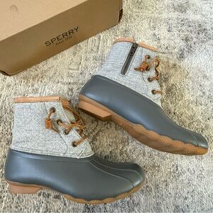Sperry Saltwater Duck Boot Wool Blend Rain Boots Waterproof Rubber Boot Size 8.5